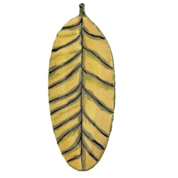 Leaf Decorative Tray Gold Color Platter Jewelry Trinkets Home Decor 16 x 6.5 in - Picture 1 of 11